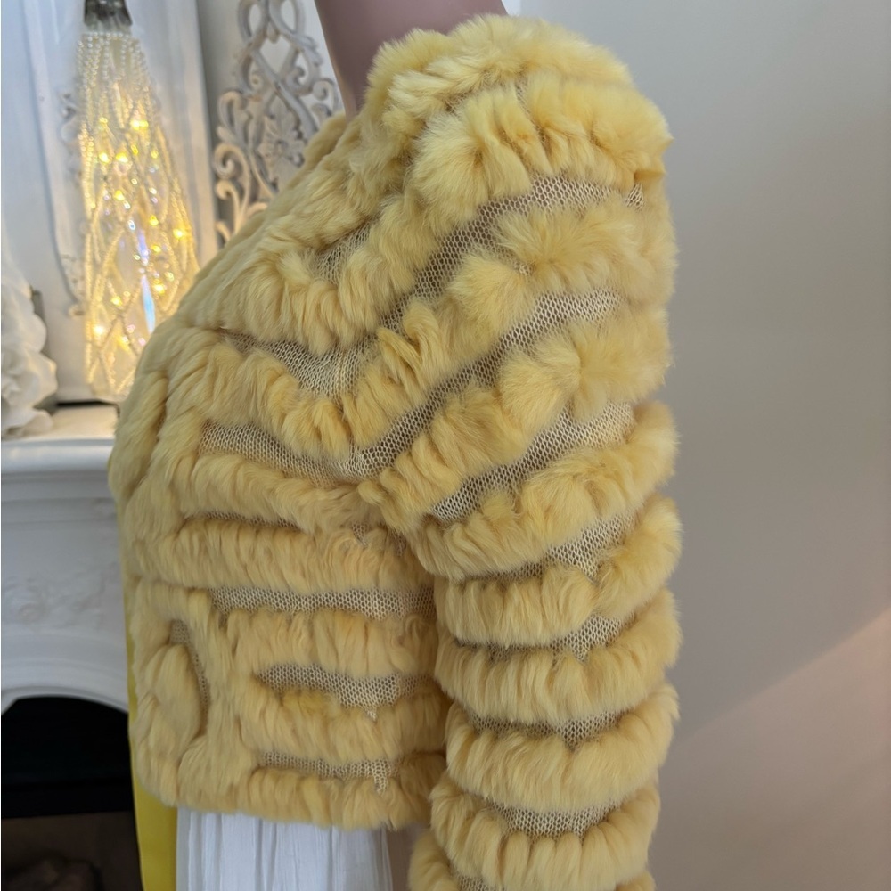 BCBGMaxAzria Cream Rabbit Fur Jacket - Picture 8 of 14